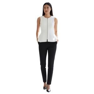 BCBGMAXAZRIA White Sleeveless Peplum Top Full Zip Blouse Shirt Tunic XXS